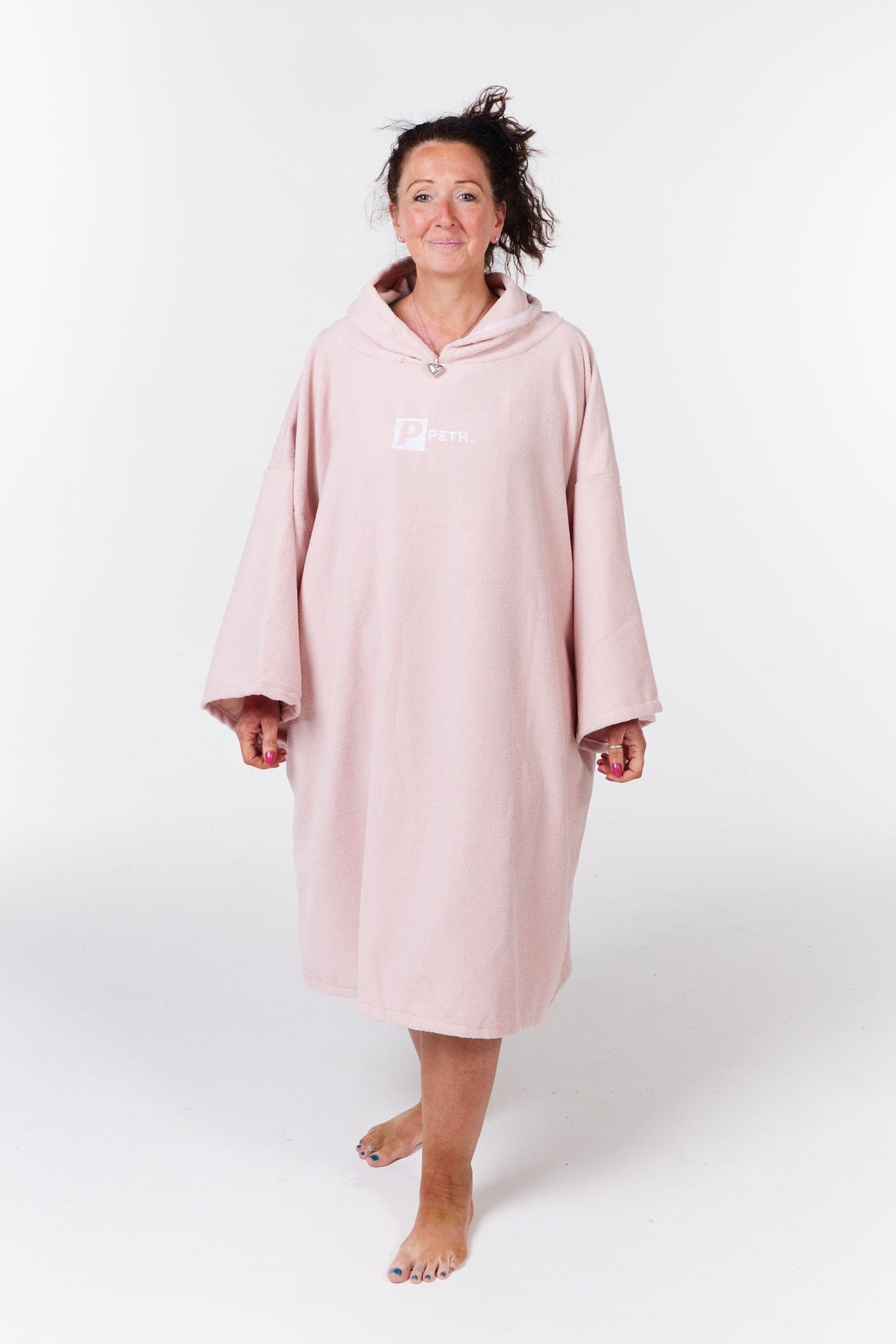 Pink towel changing robe / poncho