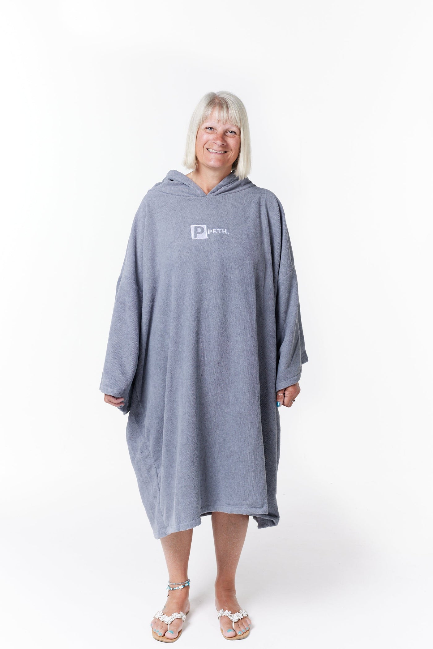 grey towel changing robe / poncho