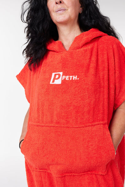 Towel Changing Poncho / Robe With Pockets Adult - Red