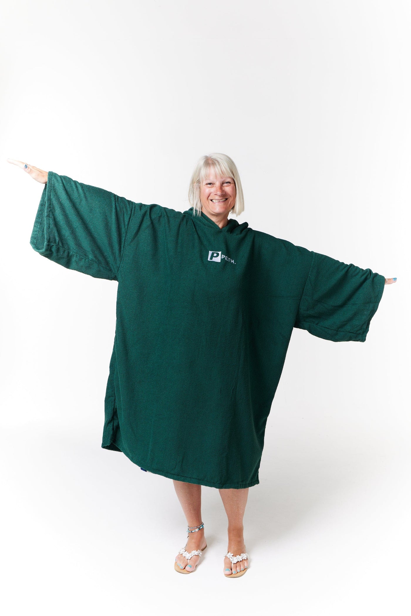 moss green towel changing robe / poncho