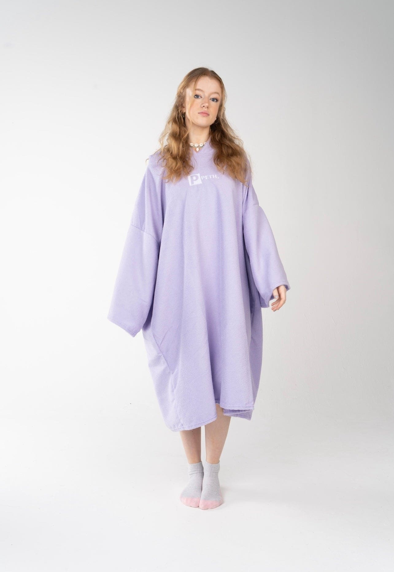 purple lilac towel changing robe / poncho