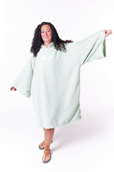 sage green towel changing robe / poncho