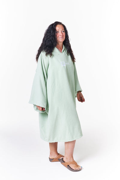 sage green towel changing robe / poncho