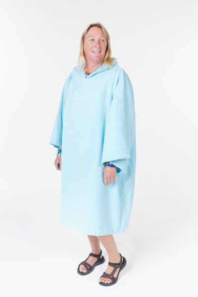 sky blue towel changing robe / poncho