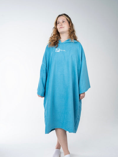 teal blue towel changing robe / poncho